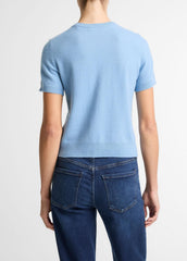 Wool & Cashmere-Blend Short-Sleeve Sweater in Crew Neck - HYDRA
