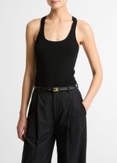 Milano-Stitch Scoop-Neck Sweater Tank in Tank Tops - BLACK