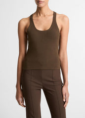 Milano-Stitch Scoop-Neck Sweater Tank in Tank Tops - DARK BARK