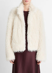 Shaggy Faux-Fur Jacket in Jackets - LIGHT CREAM
