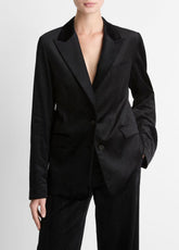Italian Velvet Blazer in Blazers - BLACK