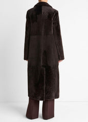 Shearling Long Coat in Coats - DARK UMBER