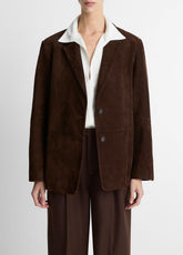 Suede Blazer in Blazers - CHOCOLATE