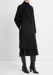 Classic Wool-Blend Straight Coat in Coats - BLACK