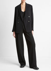 Crepe Double-Breasted Blazer in Blazers - BLACK