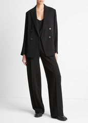 Crepe Double-Breasted Blazer in Blazers - BLACK