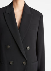 Crepe Double-Breasted Blazer in Blazers - BLACK