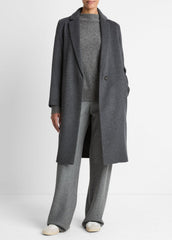Classic Wool-Blend Straight Coat in Coats - CHARCOAL