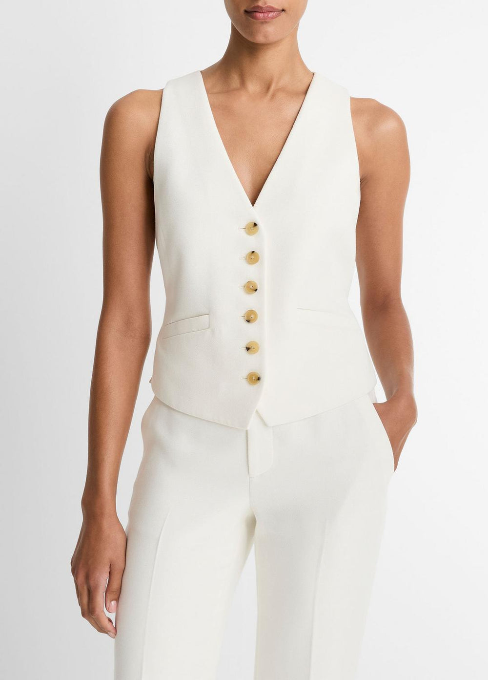 Sculptural Fitted Vest in Vests - OFF WHITE