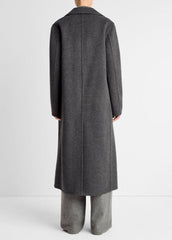 Wool-Blend Double-Breasted Long Coat in Coats - CHARCOAL