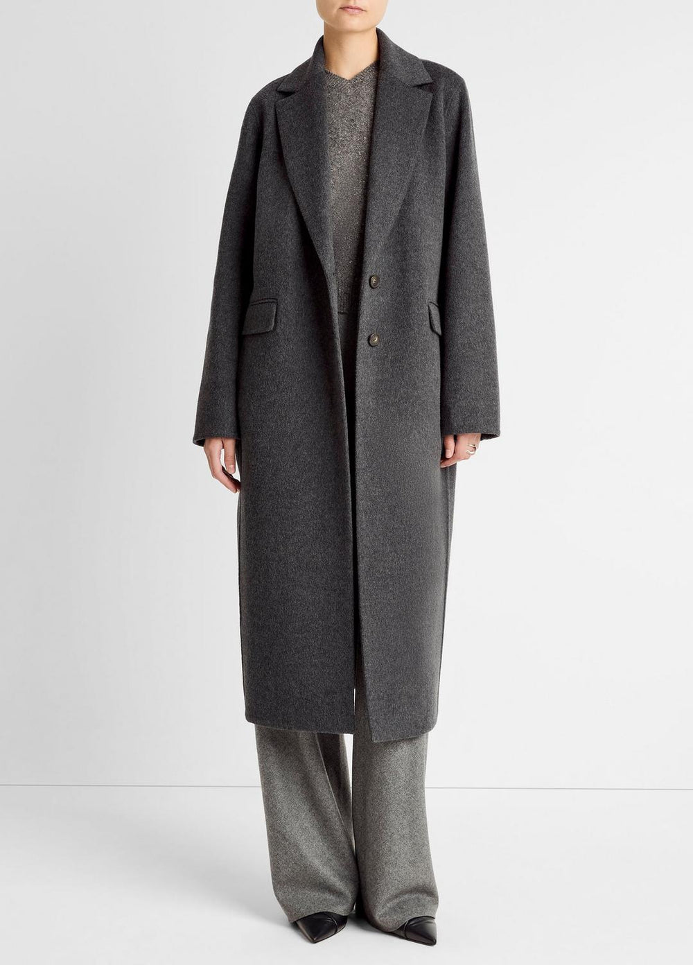 Wool-Blend Single-Breasted Coat in Coats - CHARCOAL