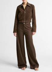 Suede Shrunken Bomber Jacket in Jackets - WILLOW