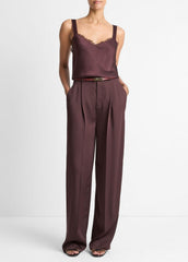 Lace-Trim Satin Camisole in Tank Tops - FIG