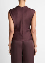 Satin Draped Cowl-Neck Top in Tank Tops - FIG