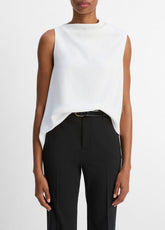Asymmetrical Draped A-Line Top in Tank Tops - OFF WHITE