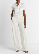 Silk Short-Sleeve Polo Shirt in Short Sleeve - OFF WHITE