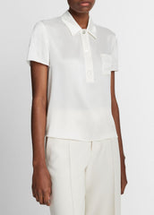 Silk Short-Sleeve Polo Shirt in Short Sleeve - OFF WHITE
