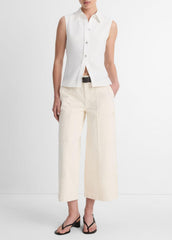 Sleeveless Button-Front Shirt in Short Sleeve - OFF WHITE