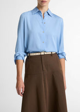 Stretch-Silk Button-Front Blouse in Long Sleeve - HYDRA