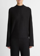 Cozy Dolman-Sleeve Mock-Neck Top in Long Sleeve - BLACK
