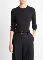 Essential Pima Cotton-Blend Long-Sleeve T-Shirt in Long Sleeve - BLACK