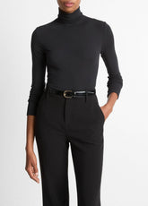Essential Long-Sleeve Turtleneck Top in Long Sleeve - BLACK
