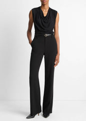 Jersey Draped Cowl-Neck Top in Tank Tops - BLACK