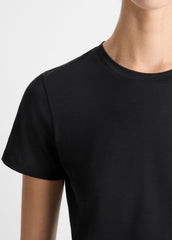 Essential Pima Cotton Crew Neck T-Shirt in Short Sleeve - BLACK