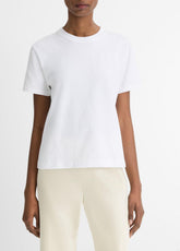 Pima Cotton Crew Neck T-Shirt in Short Sleeve - OPTIC WHITE