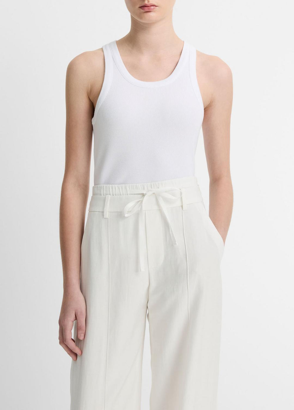 Ribbed Scoop-Neck Tank in Tank Tops - OPTIC WHITE