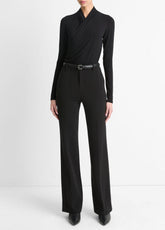 Fixed Wrap Long-Sleeve Top in Long Sleeve - BLACK