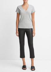 Essential Pima Cotton V-Neck T-Shirt in Short Sleeve - HEATHER GREY