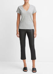 Essential Pima Cotton V-Neck T-Shirt in Short Sleeve - HEATHER GREY
