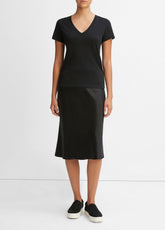 Essential Pima Cotton V-Neck T-Shirt in Short Sleeve - BLACK
