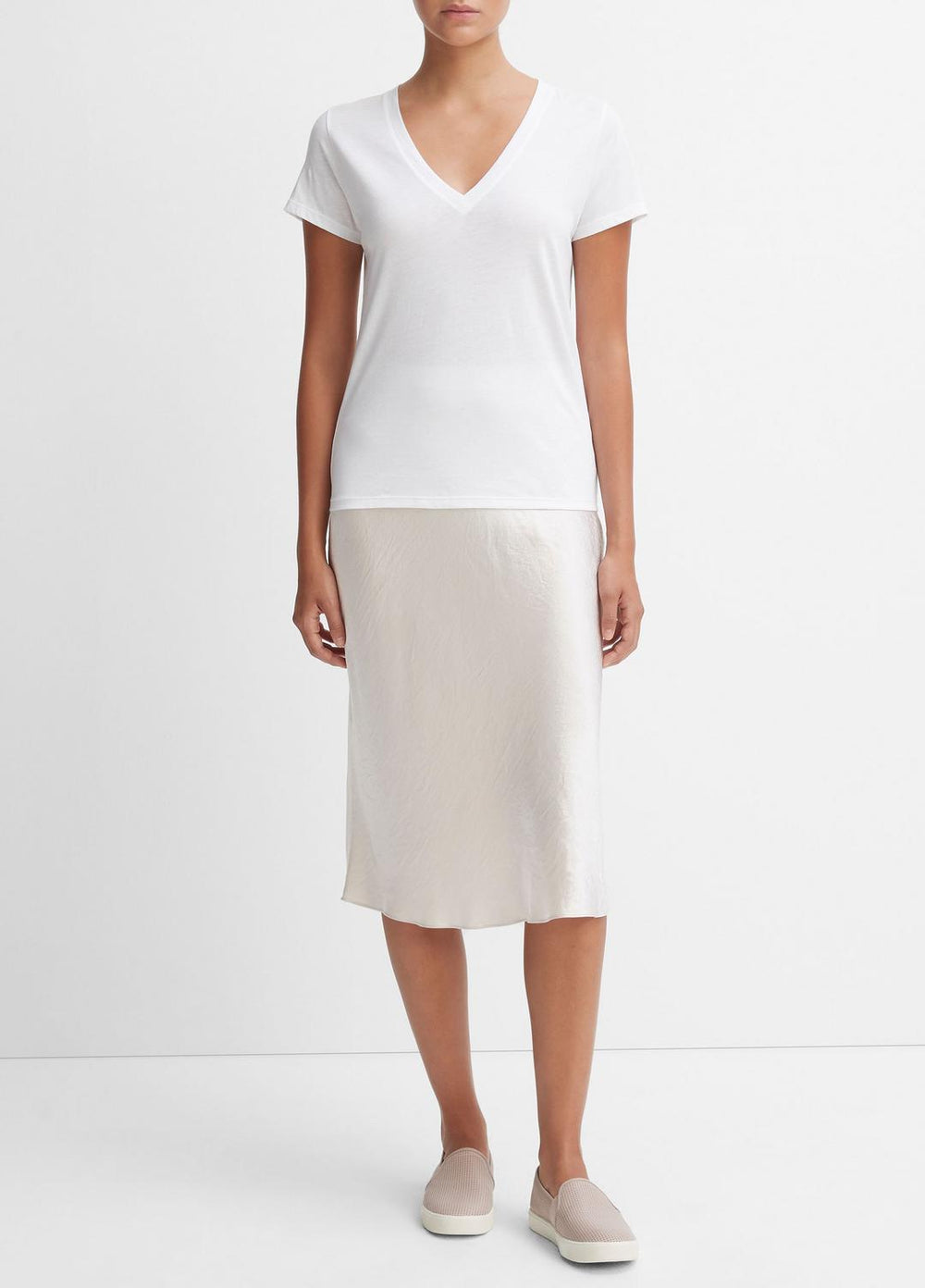 Essential Pima Cotton V-Neck T-Shirt in Short Sleeve - OPTIC WHITE