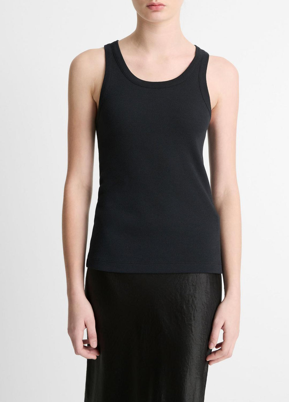 Ribbed Scoop-Neck Tank in Tank Tops - BLACK