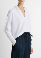 Easy Pima Cotton Long-Sleeve Polo Shirt in Long Sleeve - OPTIC WHITE