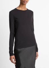 Essential Long Sleeve Crew Neck T-Shirt in Long Sleeve - BLACK