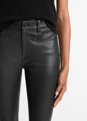 Stretch Leather Boot-Cut Pant in Trousers - BLACK