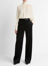 Italian Velvet High-Waist Wide-Leg Trouser in Wide Leg - BLACK