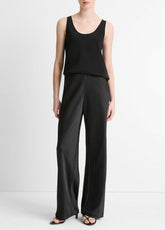 Colette High-Rise Fluid Satin Bias Pant in Trousers - BLACK
