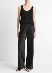 Colette High-Rise Fluid Satin Bias Pant in Trousers - BLACK