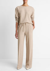 Wool-Blend Tailored Wide-Leg Pant in Wide Leg - HEATHER MARZIPAN