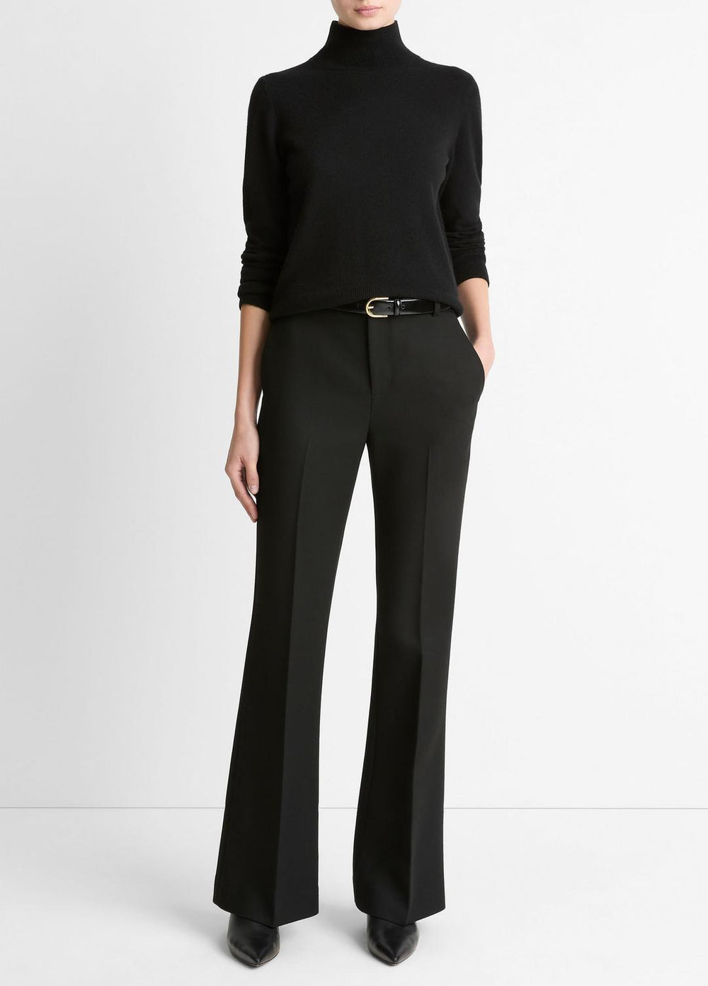 Sculptural Flare Trouser in Trousers - BLACK