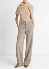 Donegal Wool-Blend Wide-Leg Trouser in Trousers - OAT STONE