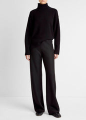 Italian Wool-Blend High-Waist Bias Pant in Trousers - BLACK
