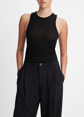 Drop-Waist Pleated Crepe Trouser in Trousers - BLACK