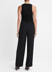 Drop-Waist Pleated Crepe Trouser in Trousers - BLACK