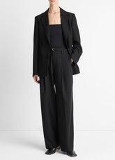 High-Waist Pleated Trouser in Trousers - BLACK