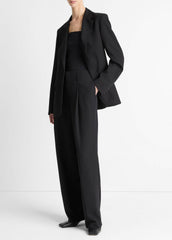 High-Waist Pleated Trouser in Trousers - BLACK